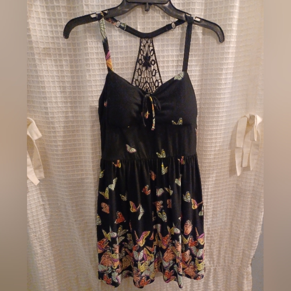 No Boundaries Women's Halter Butterfly Dress